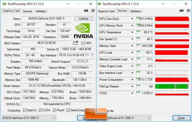 Max Overclock MSI GeForce GTX 1050 Ti 4G OC