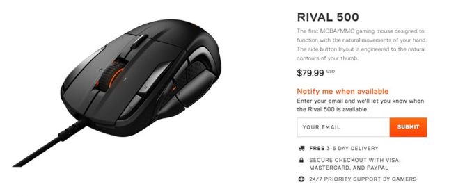SteelSeries Rival 500 Product Page