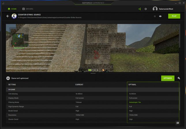 GeForce Experience Game Optimization