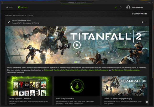 GeForce Experience Game Ready Drivers