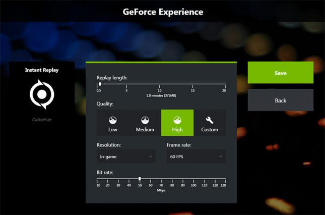 GeForce Experience Instant Replay