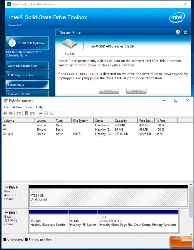 Intel SSD Toolbox Secure Erase