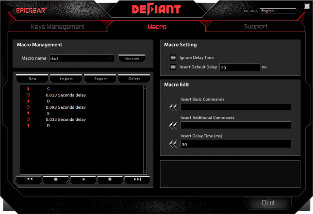 DeFiant Software Macro Screen