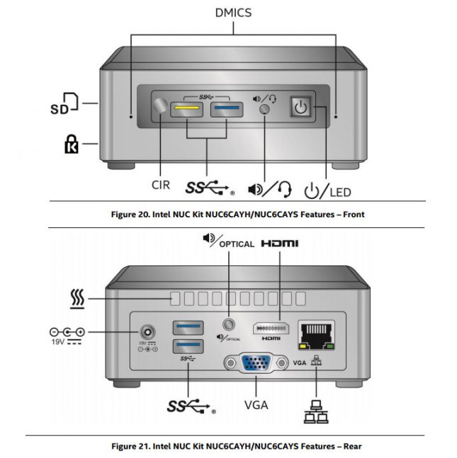 Intel NUC NUC6ACAYH and NUC NUC6CAYS Features