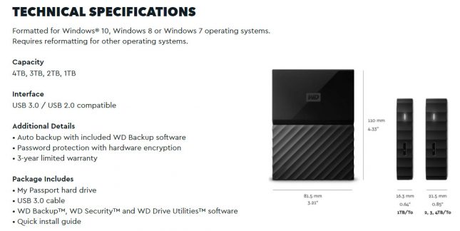 My Passport Tech Specs