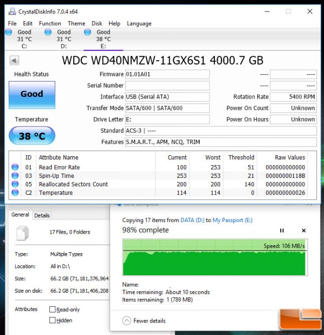 WD My Passport 4TB Movie File Transfer