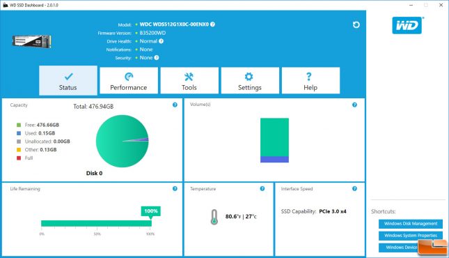 WD SSD Dashboard