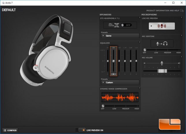 SteelSeries Engine 3/Arctis 7 Main Section