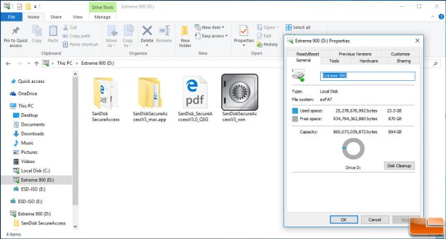 SanDisk Extreme 900 960GB Free Space