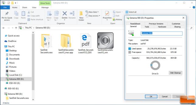 SanDisk Extreme 900 960GB Free Space