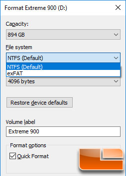 SanDisk Extreme 900 960GB NTFS Format