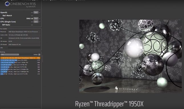 AMD Ryzen Threadripper 1950X Cinebench