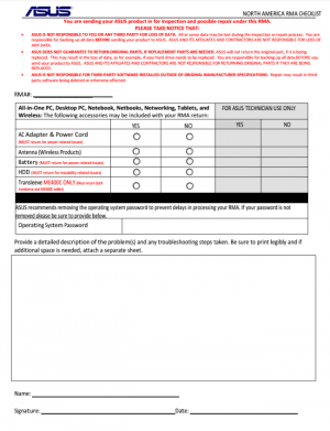 ASUS RMA Checklist