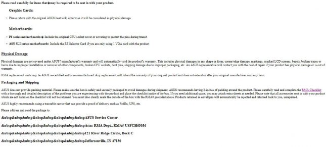 ASUS RMA Instructions