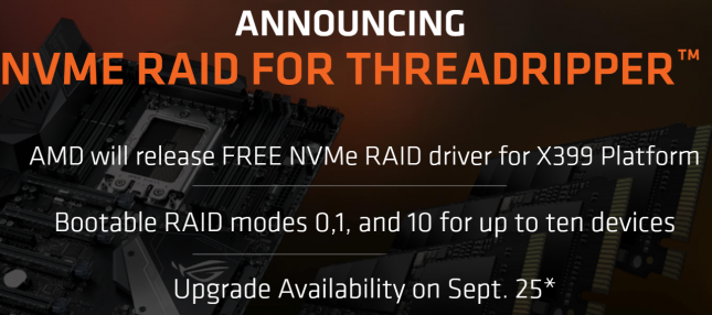 AMD X399 Bootable RAID for NVMe SSDs