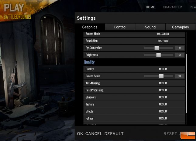 PUBG Test Settings