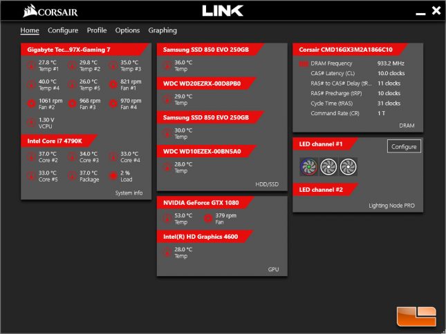 Corsair Link - Main Section