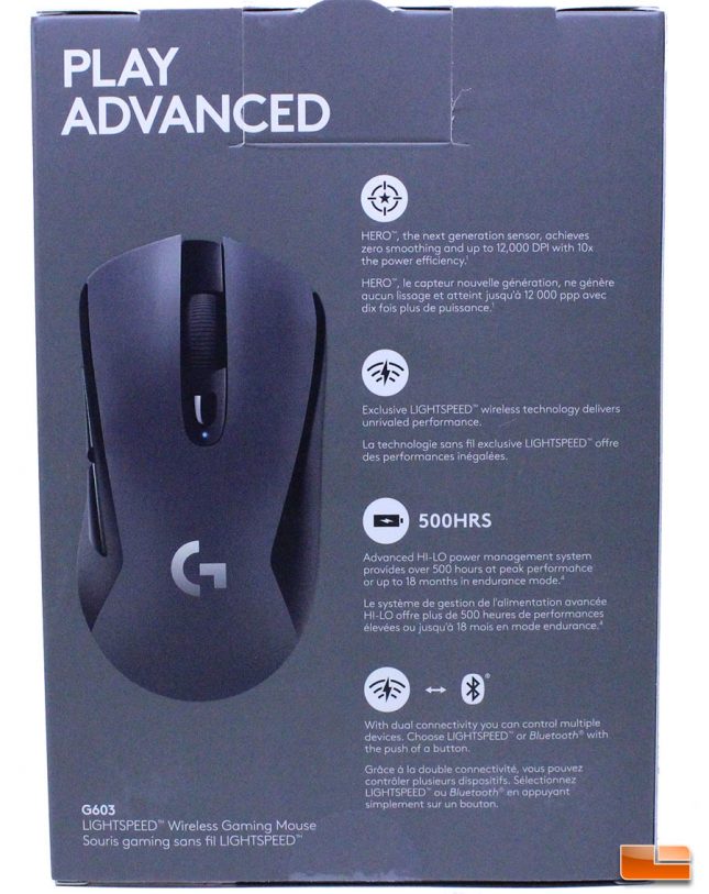 Logitech G603 LightSpeed Wireless Gaming Mouse - Retail Box (Rear)