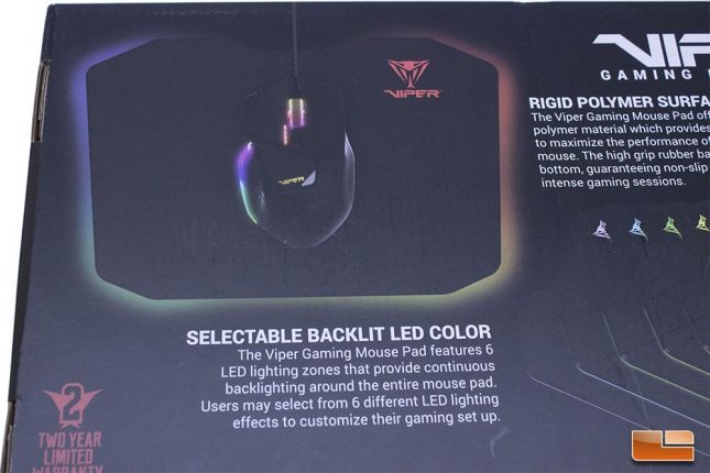 Viper Gaming LED Mouse Pad - Rear Of Box