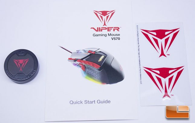 Viper V570 RGB Blackout - Manual, Stickers and Mouse Weights