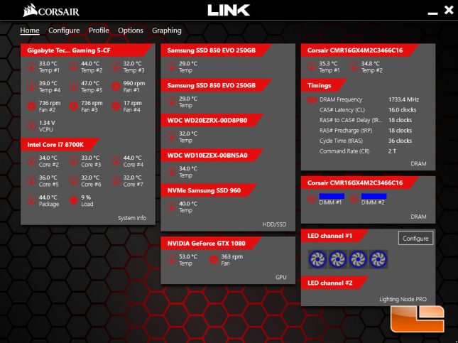 Corsair Link - Main Section