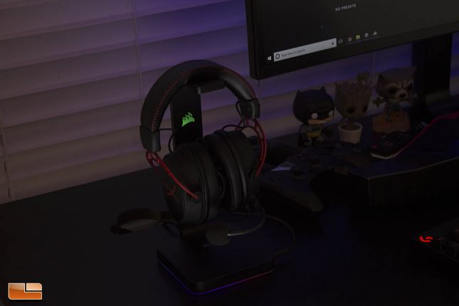 Corsair ST100 RGB Premium Headset Stand - Installed On Desk