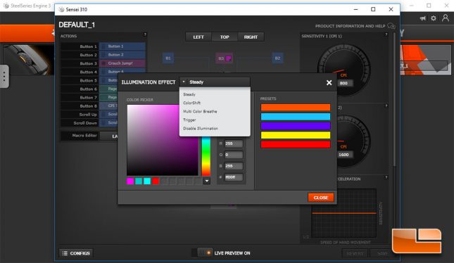 Sensei 310 - RGB Settings