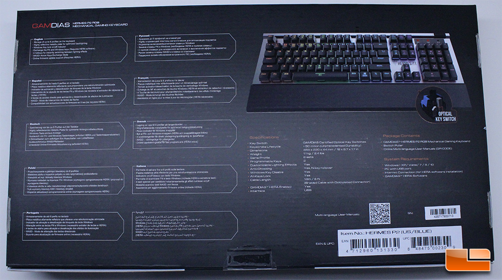 GAMDIAS Hermes P2 RGB Optical Mechanical Keyboard Review - Legit Reviews