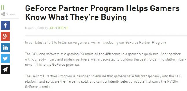 NVIDIA Geforce Partner Program