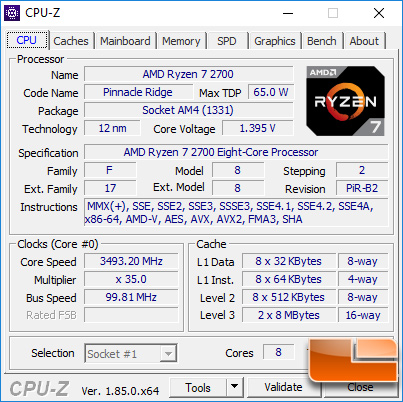 AMD Ryzen 7 2700 3.2GHz cpu z
