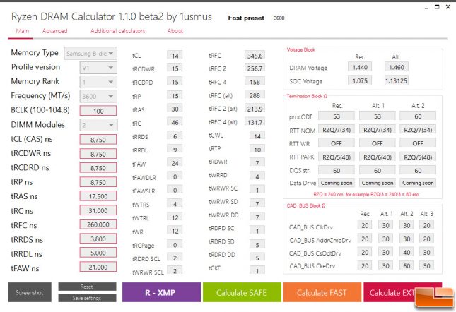 Ryzen DRAM Calculator