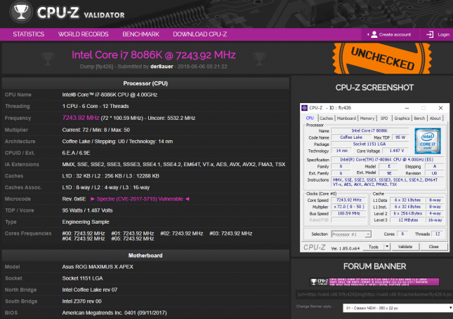 Intel Core i7 8086K Overclocked by der8auer 