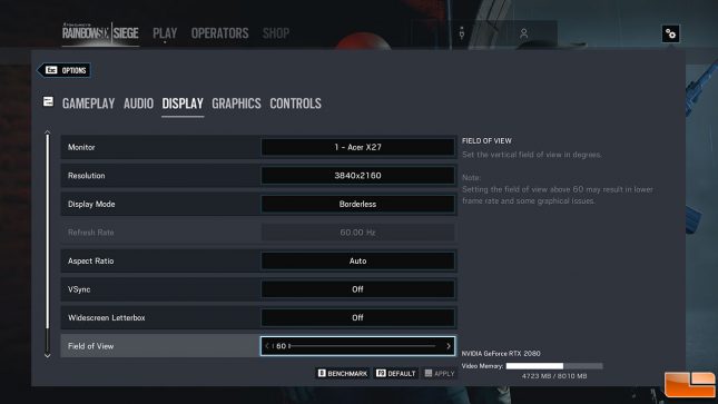 Rainbow Six Settings