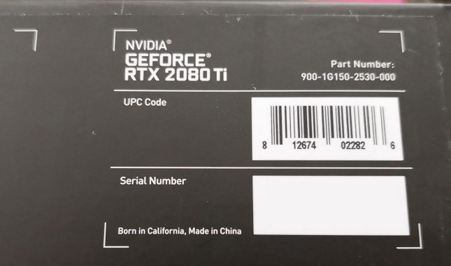 RTX 2080 Ti FE - Made In China