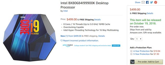 Intel Core i9-9900K Processor Pre-Order