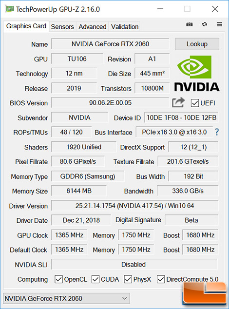 NVIDIA GeForce RTX 2060 6GB Video Card Review - Legit Reviews