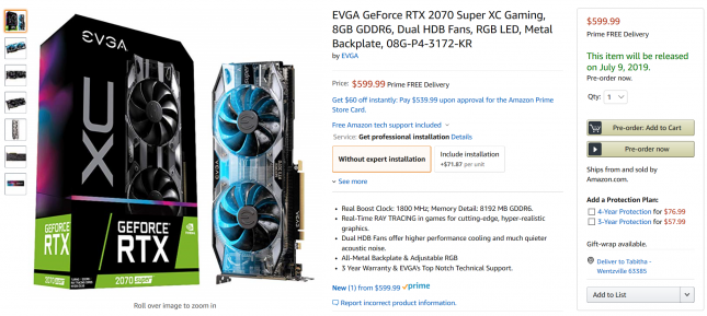 EVGA GeForce RTX 2070 Super