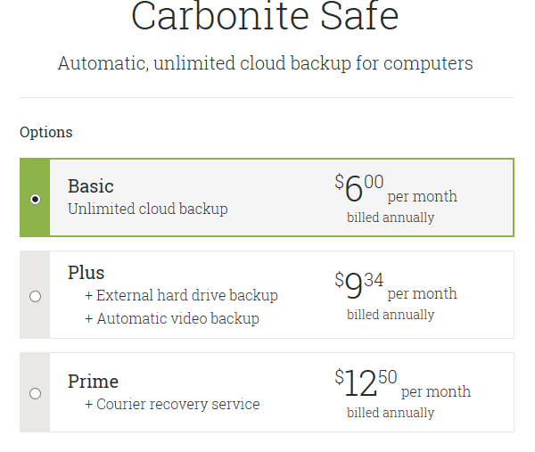 carbonite safe ultimate backup nas