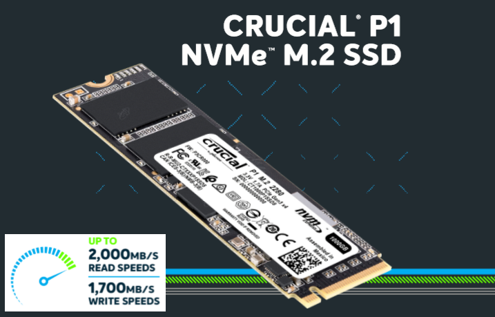 1 TB Crucial P1 CT1000P1SSD8 interno Solid State Drive-fino a 2000 MB/s 1 