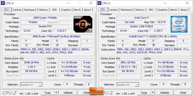 Microsoft Surface 3 Laptop CPU-Z