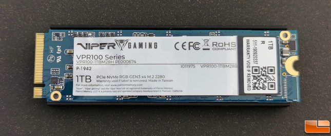 Patriot Viper Gaming VPR100 RGB 1TB SSD Label