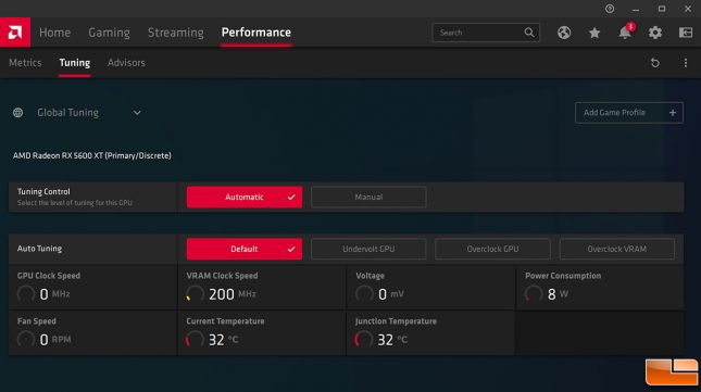 Radeon Software Performance Tuning Menu