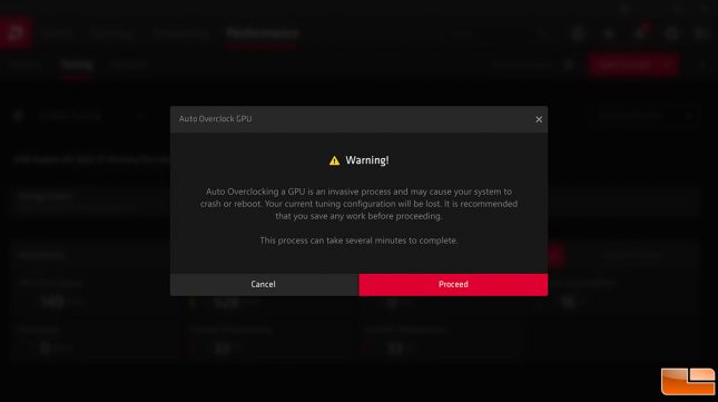 Radeon Software Performance Tuning Menu Warning