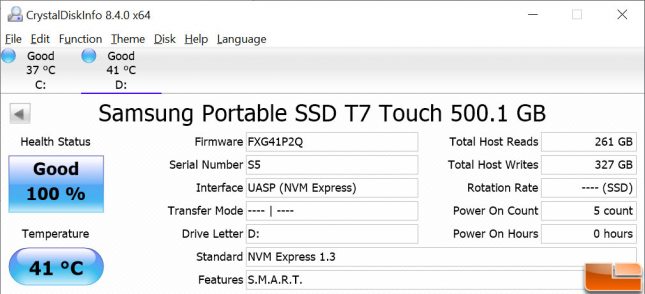 Samsung T7 Touch Temperatures