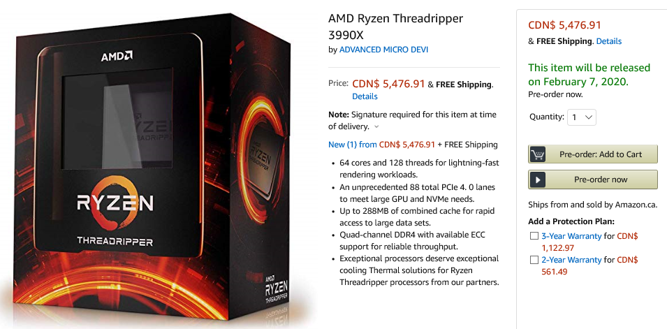 AMD Ryzen Threadripper 3990X Available For Pre-Order - Legit Reviews