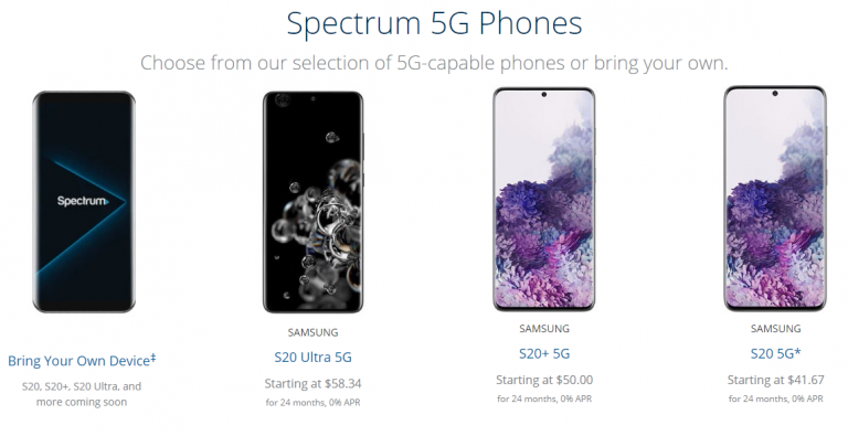spectrum mobile galaxy s20