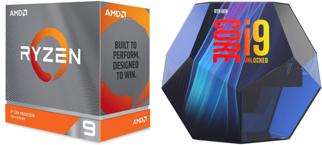 Ryzen 9 3950X and Core i9-9900K Packaging