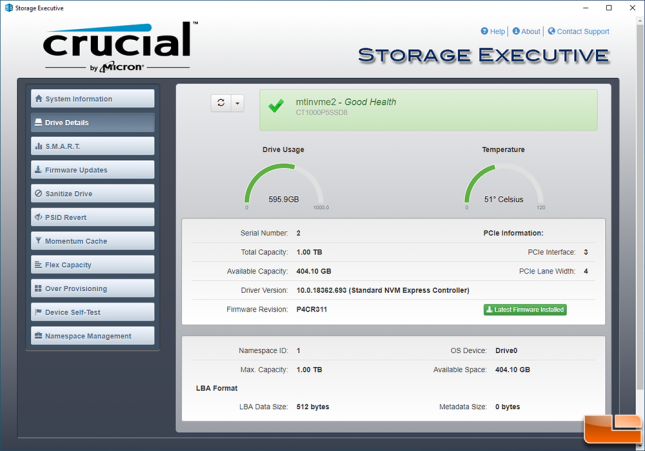 Crucial P5 SSD Storage Executive Toolbox