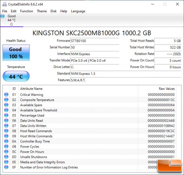 CrystalDiskInfo kingston kc2500