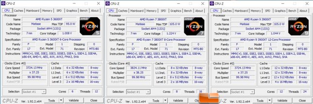 CPU-Z Ryzen 3600XT 3800XT 3900XT